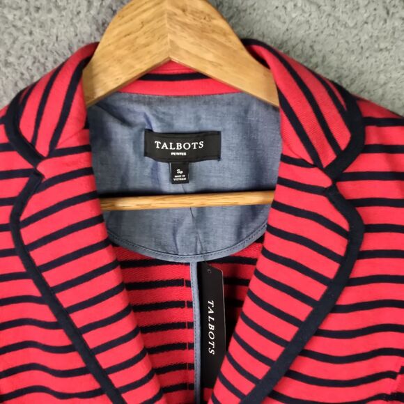 Talbots Blazer Jacket SP Red Blue Striped Cotton Knit Patriotic Nautical NWT - Picture 5 of 16